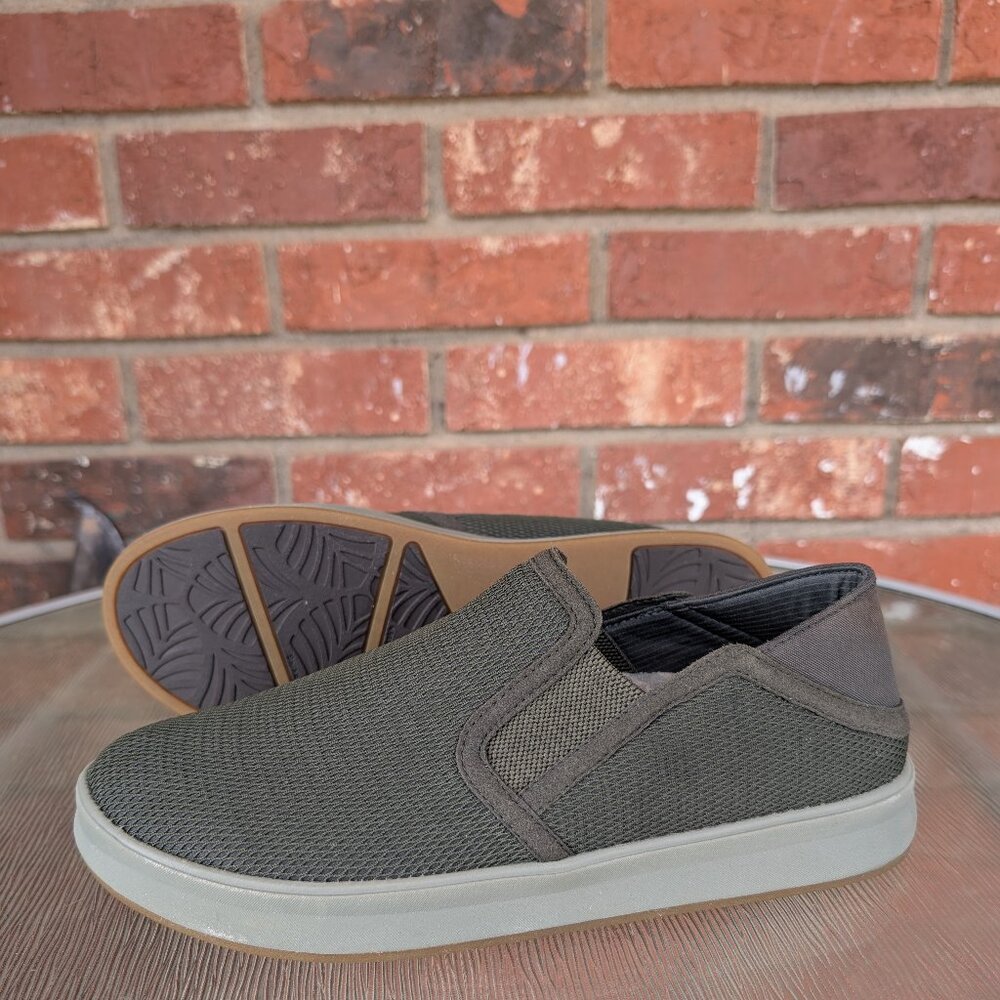 Women's Olukai Ki'ihele Slip On Brown Canvas Shoes Size 8.5